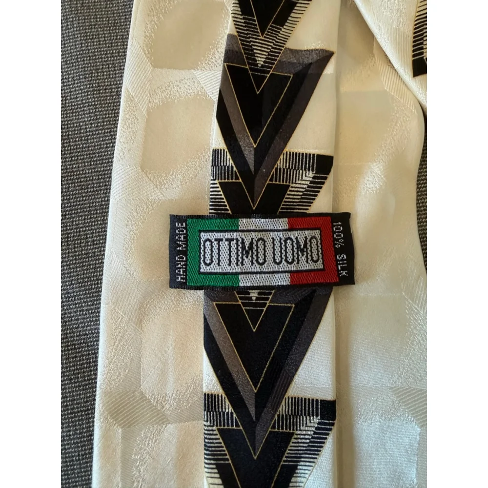 Ottimo Uomo art deco necktie cream/black